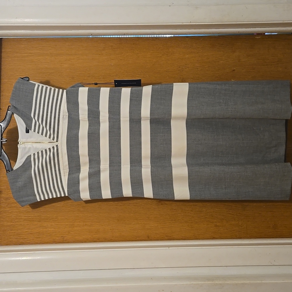 Tommy Hilfiger Gray and White Striped Dress New Size 6